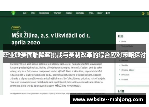 职业联赛面临降薪挑战与赛制改革的综合应对策略探讨
